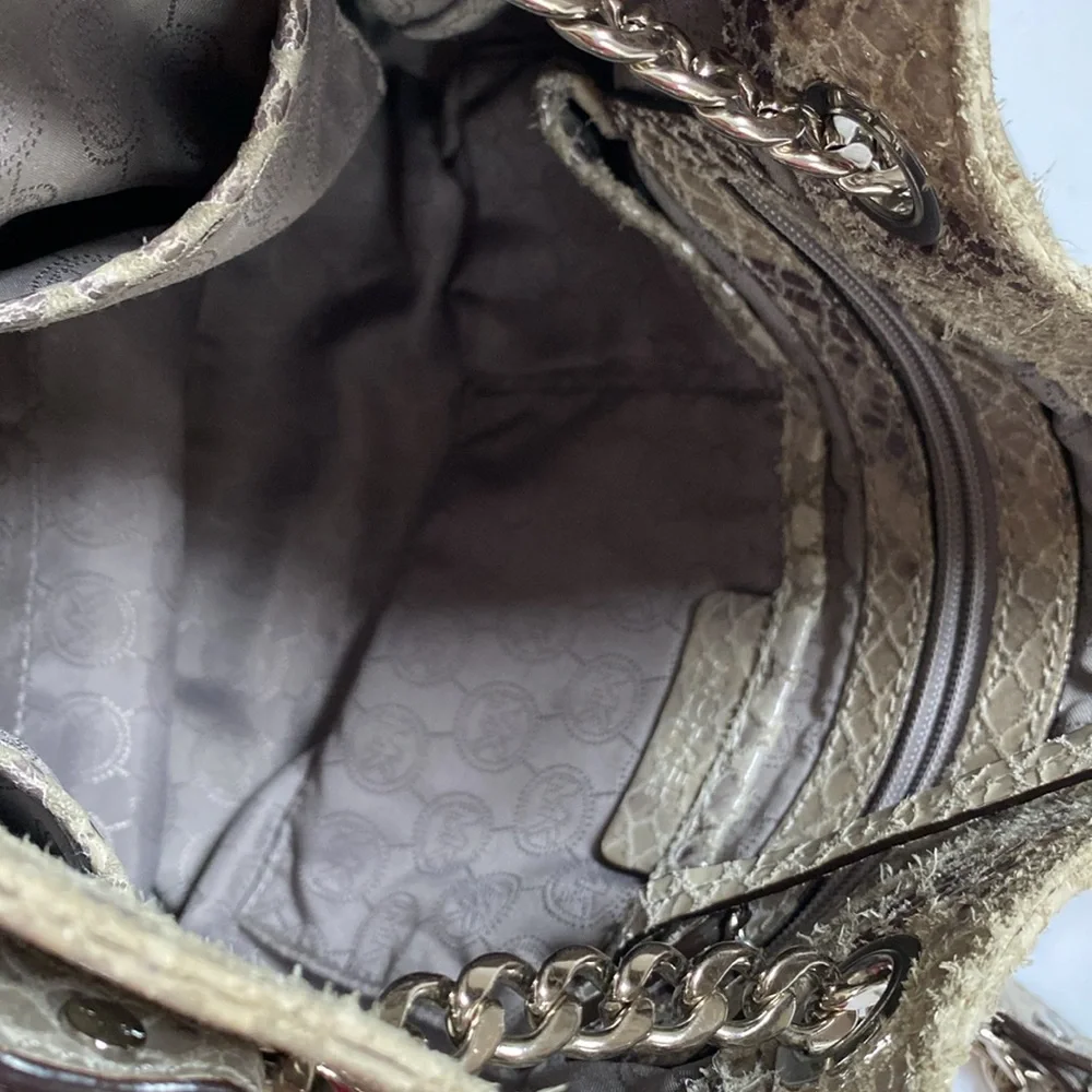 Michael Kors Bag Jet Set Chain Snakeskin Gather Shoulder Tote Crossbody Bag - Picture 10 of 14